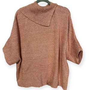 Cabi Fold Over Collar Sweater Style 3011 Size Large Marbled Salmon/Orange